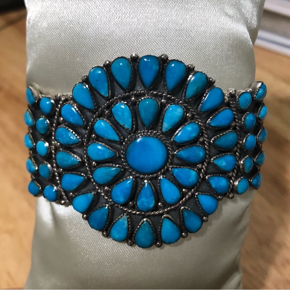 Sterling silver genuine Turquoise cuff bracelet